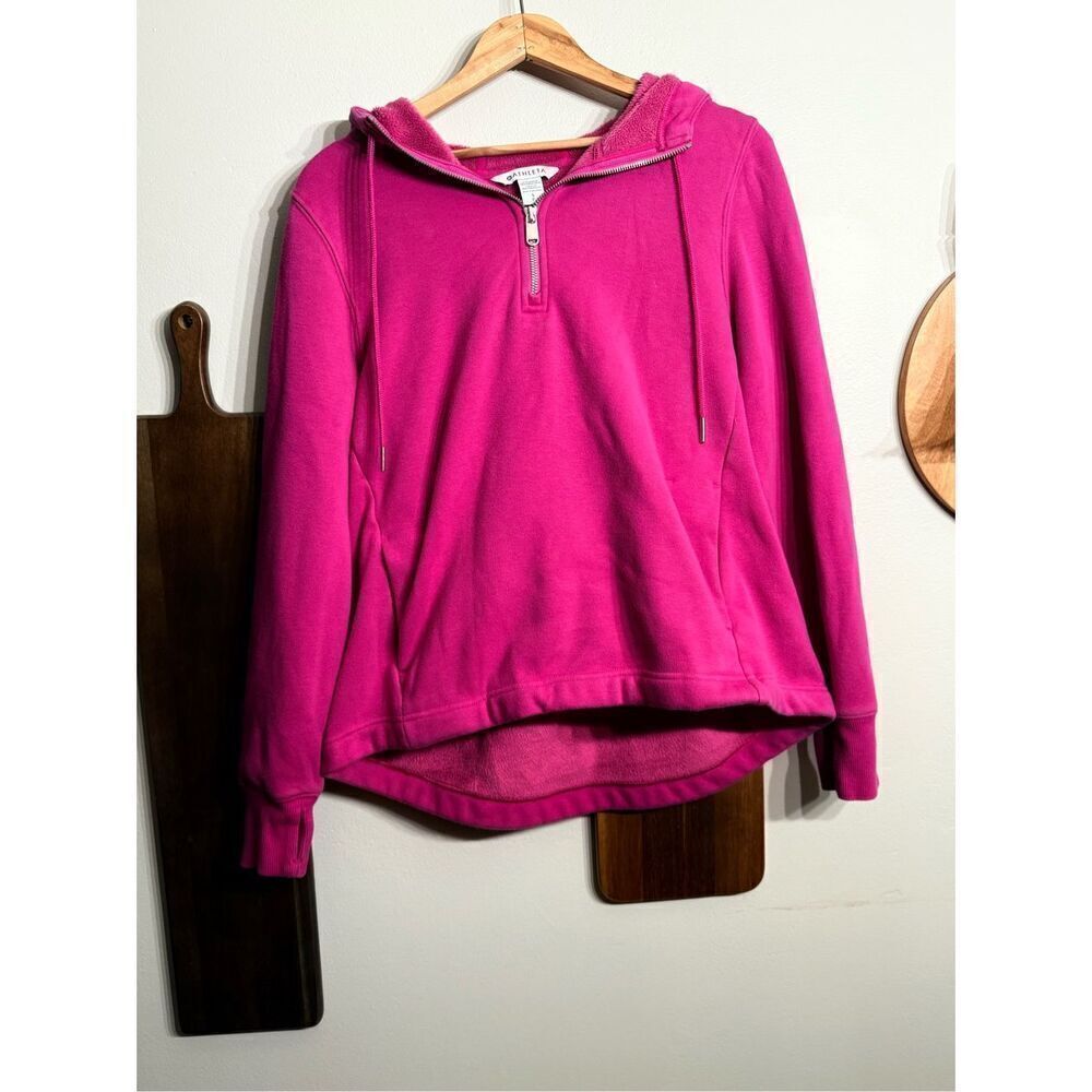 Athleta Womens‎ Fuschia Pink Long Sleeve Quater Zip Pullover Hoodie Size Small